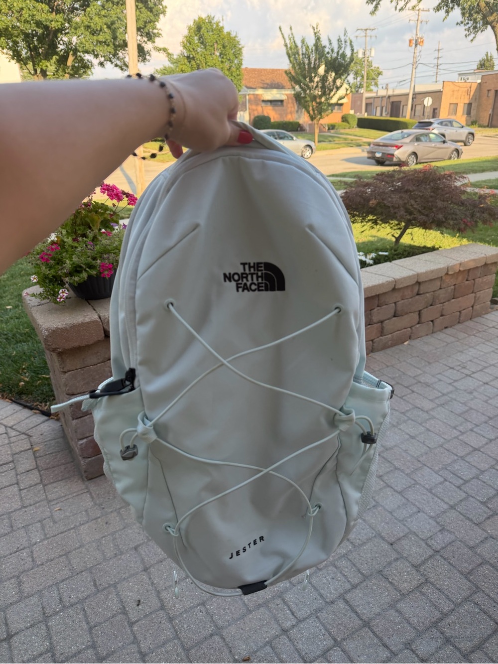 The North Face Jester Backpack in Mint Green and Black Logo